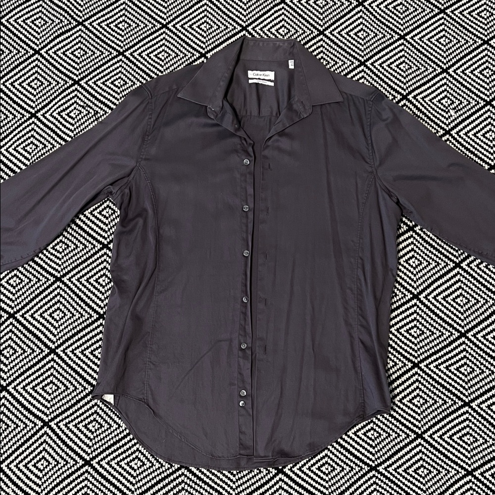 Calvin Klein Charcoal Button-Up Shirt Jacket